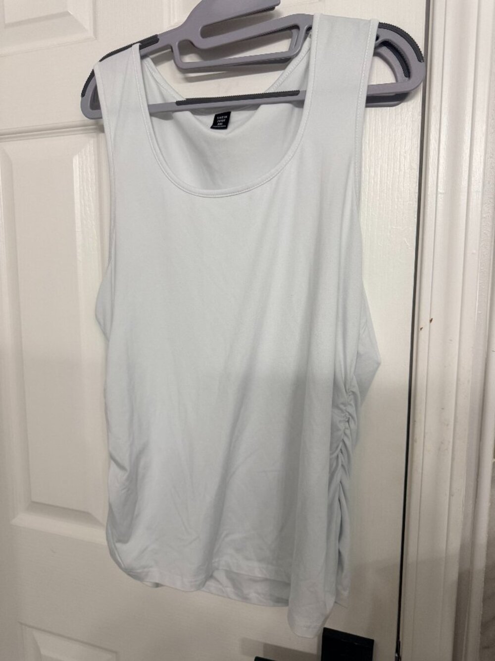SHEIN Curve Pale Ice Blue Ruched Side Scoop Neck Tank Top 3XL